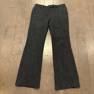 Lands End Pants Womens 8 Gray Wool Blend Herringbone Trouser Fit 2 Lined Career